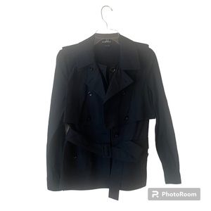 Ellen Tracy Lightweight Linen Jacket Belted Size 4 Deep Navy